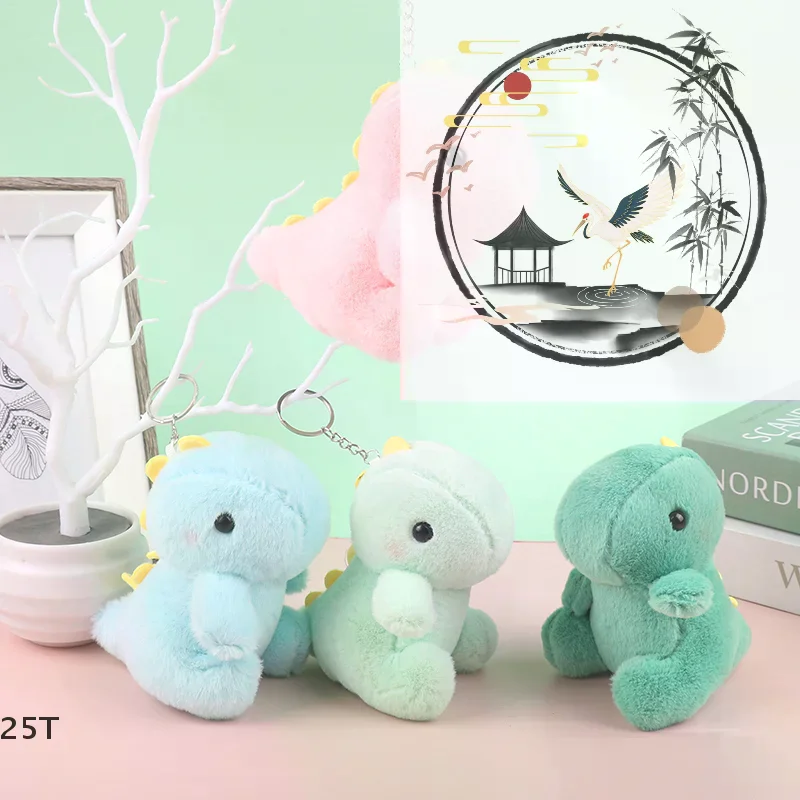 Simpatico dinosauro peluche ciondolo animale cartone animato bambola di pezza morbida portachiavi zaino borsa per auto portachiavi decorazione regalo per bambini