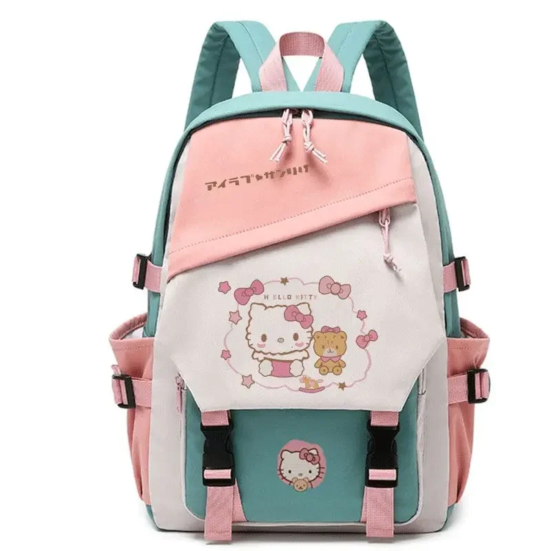 MINISO Plecak Hello Kitty o dużej pojemności Trend w modzie Luksusowa marka Kawaii Tornister Wodoodporna tkanina nylonowa dla dziewczynki Studentka