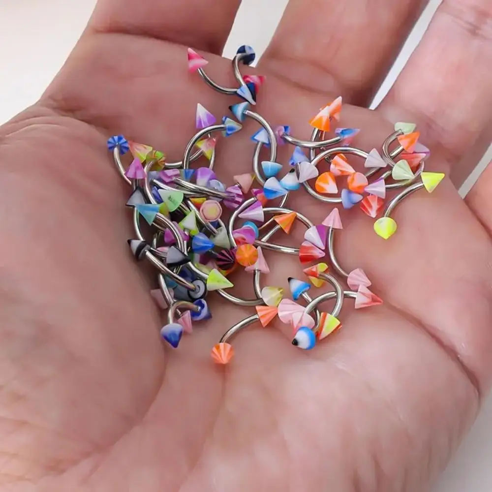 50 Random Flower Color Ball Eyebrow Pins Acrylic Flower Color Cone Eyebrow Pins Body Piercing Jewelry Human Piercing Y2K