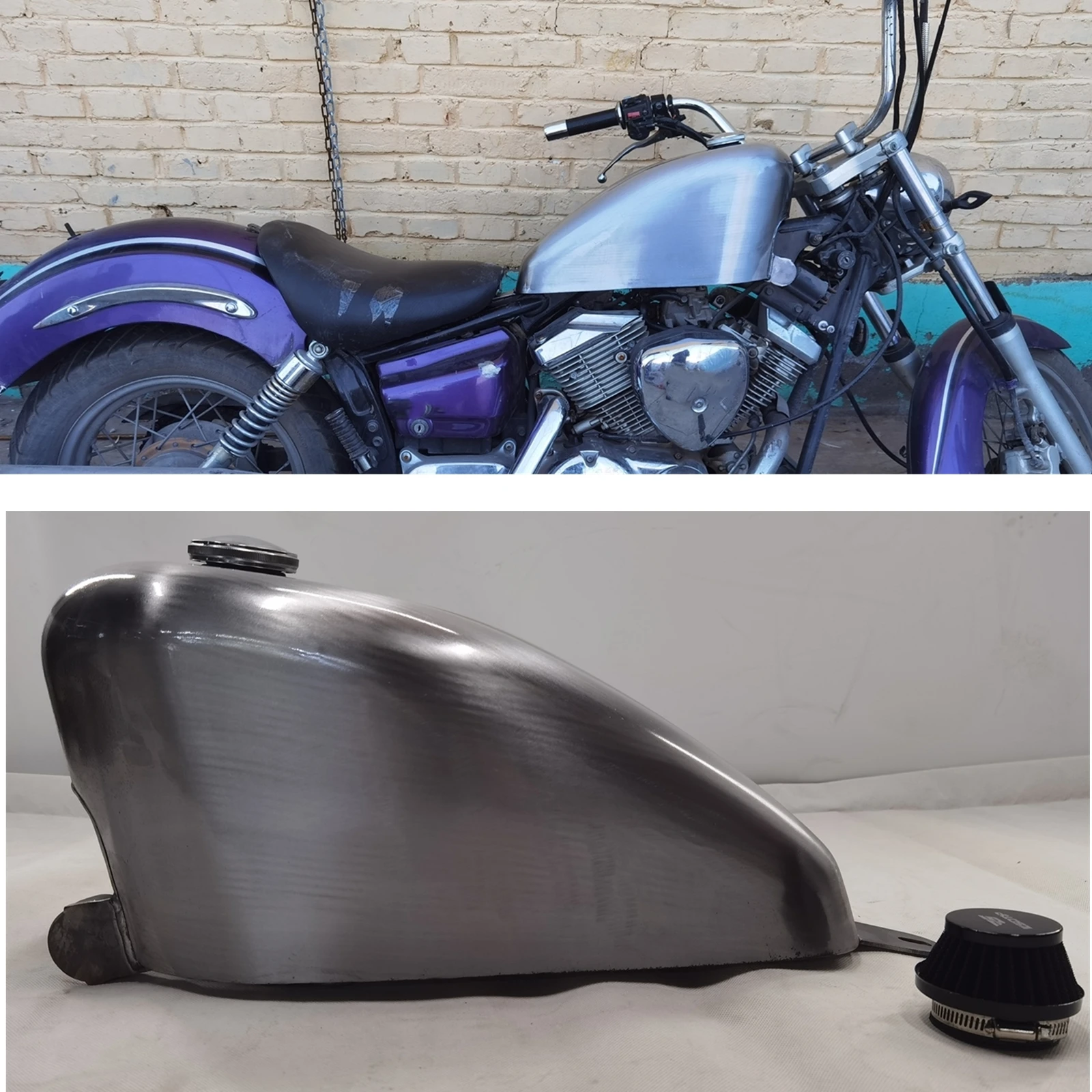 

12L Unpainted Silver Petrol Gas Fuel Tank W/ Cap For YAMAHA DRAGSTAR 250. Motorcycle