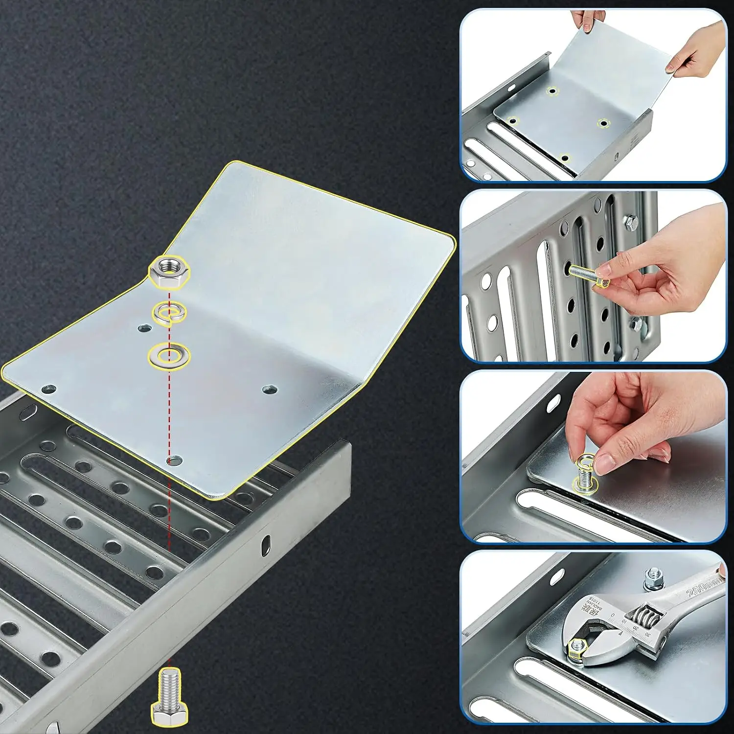72x 9Inch Heavy Duty Steel Loading Ramps Vehicle Access Ramp 1000 Lbs Capacity Loading Ramp Suitable for ATVs/UTVs/Motorcycles