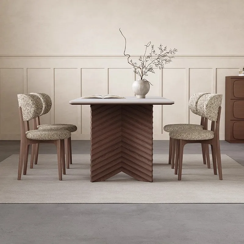 Medieval style solid wood rock slab dining table rectangular oak walnut dining table