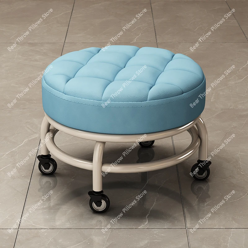 Pooulie Round Taboulet for Miles Salon, modern pedicure chair, low slope, leather, comfortable shoes, office footstool