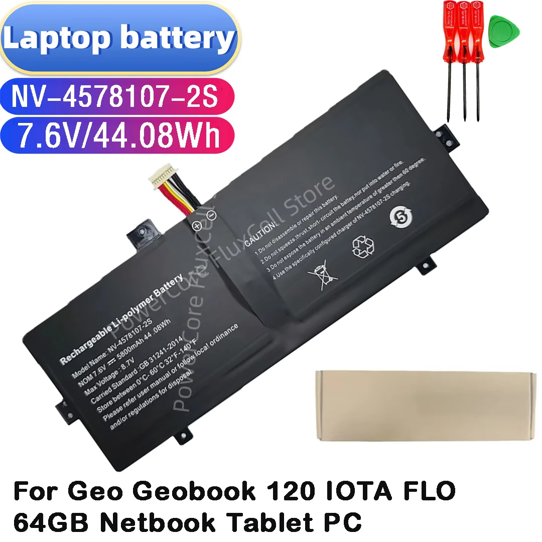 Batterie d'ordinateur portable durable NV-4578107-2S NV-3379107-2S 7.6V 44.08Wh 5800mAh pour tablette PC Netbook Geo Geobook 120 IOTA FLO 64GB