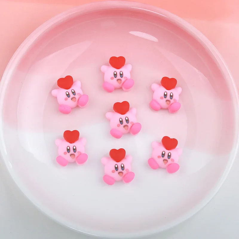 10Pcs/Set Sweet Cool Style Cartoon Cute Kirby Resin Nail Jewelry DIY Kawaii Accessories Decor Toys for Girls Friends Gift