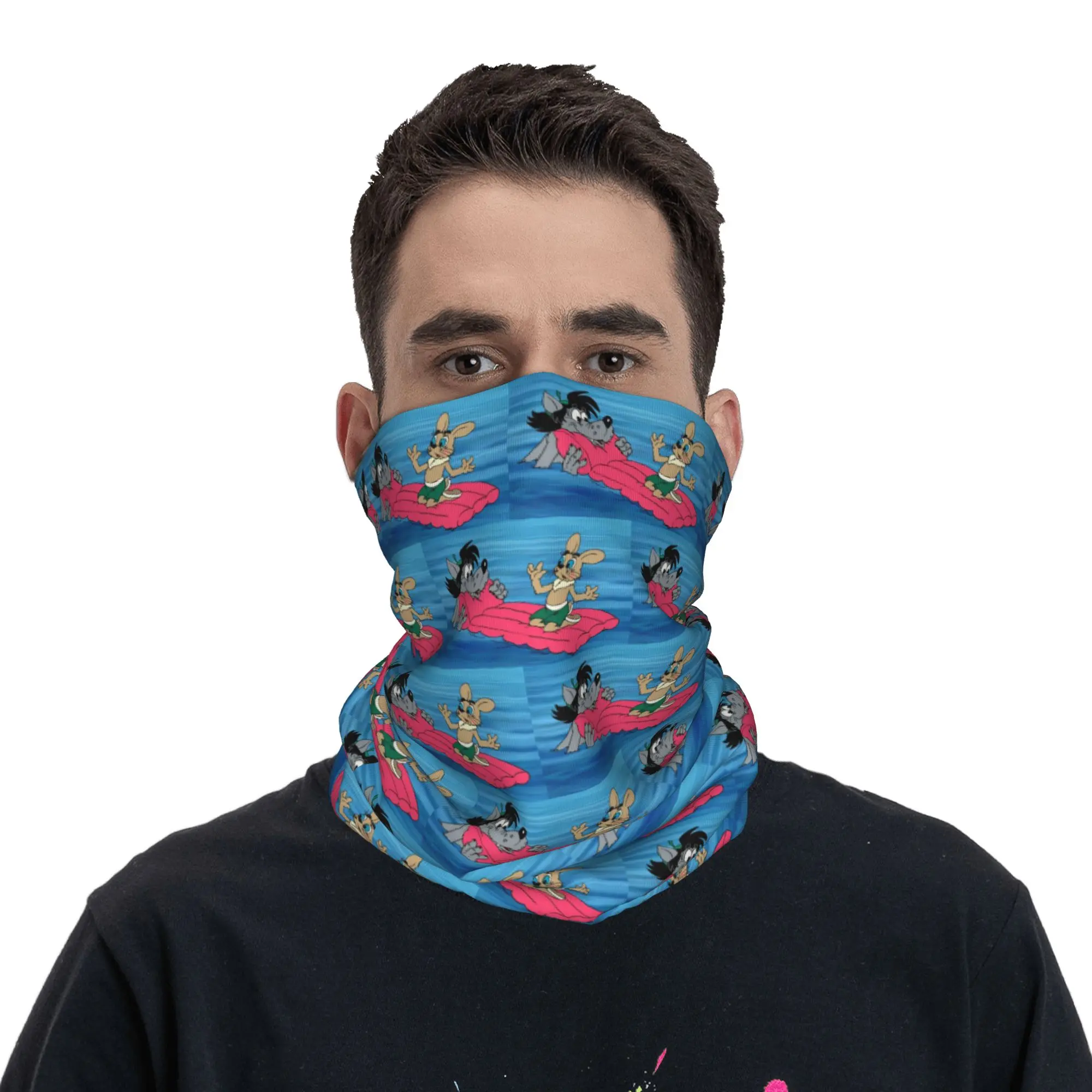 Wolf And Rabbit Just You Wait Nu pogodi Bandana Neck Gaiter Printed Mask Scarf Multi-use Headband Riding Unisex Adult