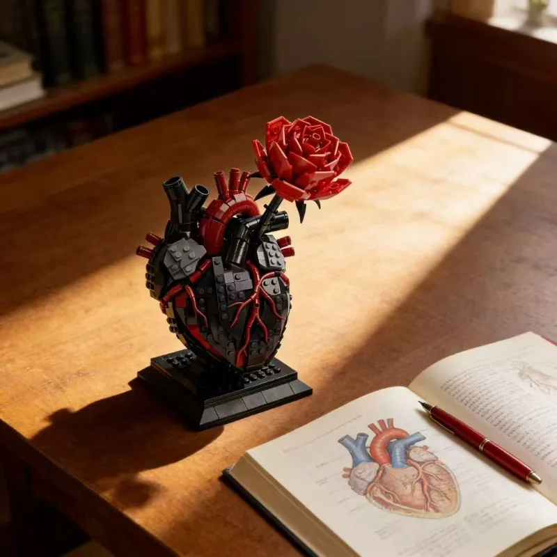 Anatomical Heart Rose Building Blocks Model Medical Themed Desk Decor Gift for Medical Students Valentine's Day