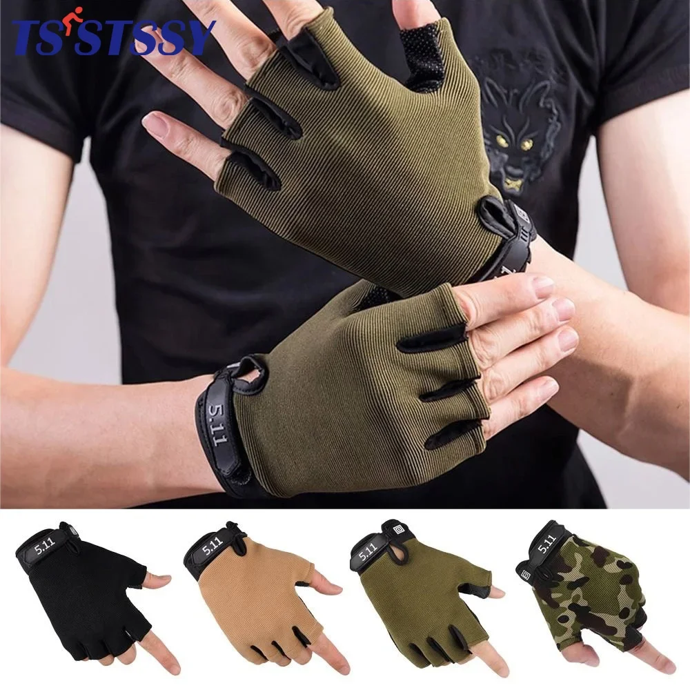 1Pair Fingerless Sports Gloves, Men Women Cycling Gloves, Anti-Slip Breathable Motorcycle Mountain Bike Gloves Workout Gloves