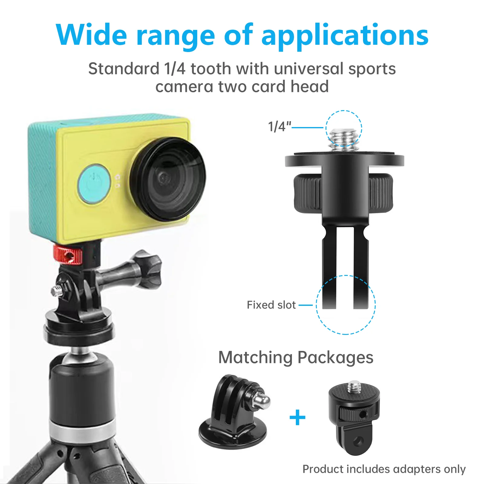 1/4 Screw Converter Action Camera Gopro Accessories for Gopro 12 11 10 9 Eken Sjcam Insta360 X2 X3 X4 R DJI Mini Tripod Adapter