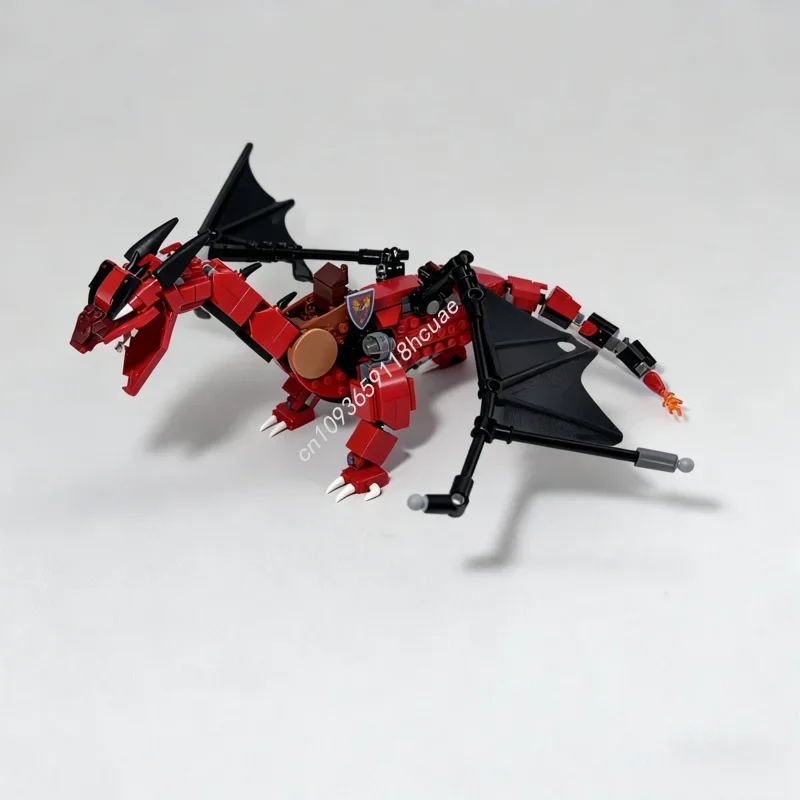 

345pcs MOC Red Dragon Castle Model Building Blocks DIY Architecture Assemble Craft Toys Creative Brick Festival Gifts