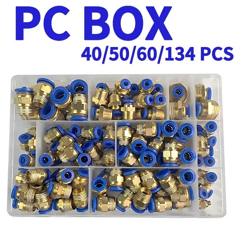 Boxed PC Air Joint Connectors Pneumatic Fittings Quick Connectors PC6-01 PC4-M5 1/8 Air for Male Connections Thread with 1/4