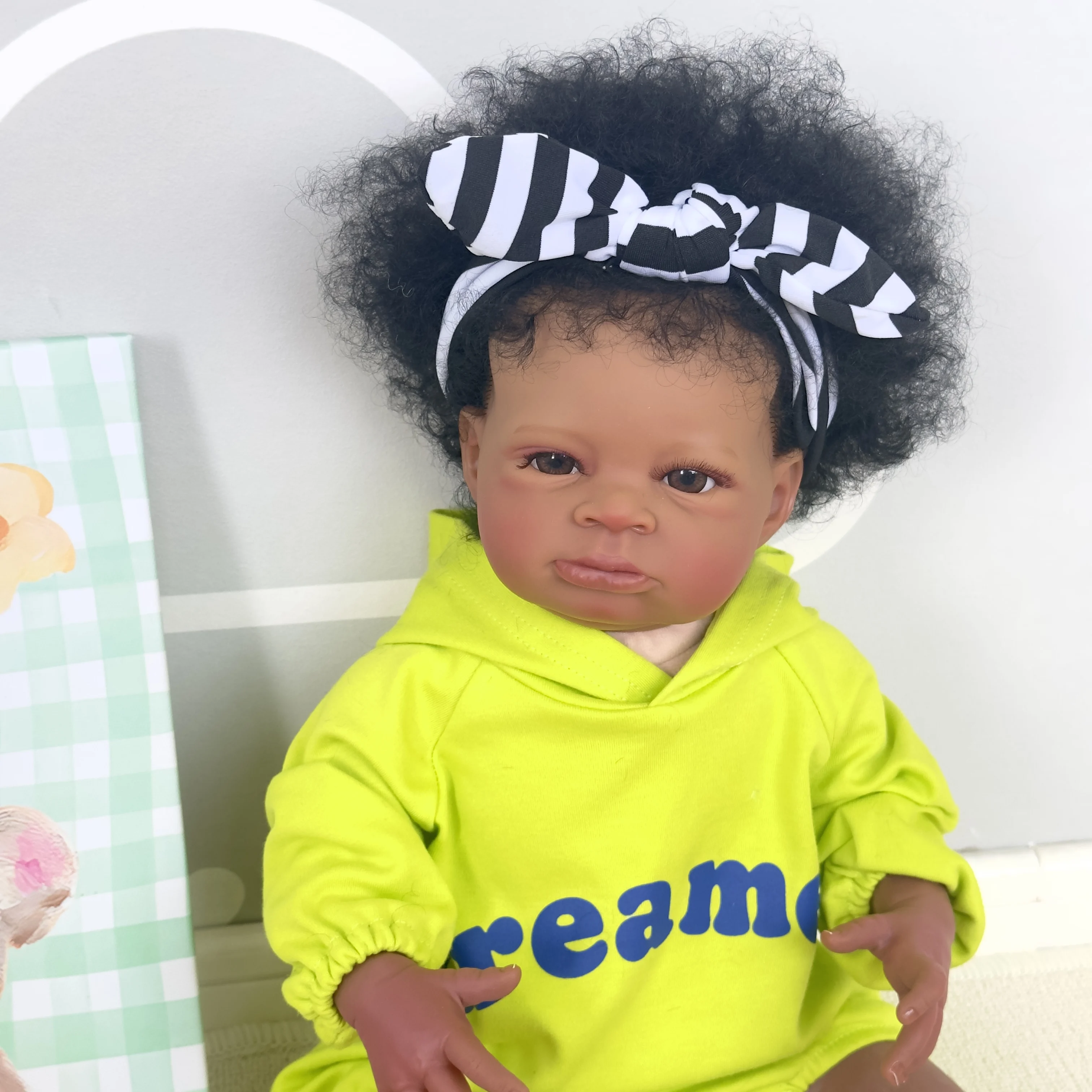 

NPK 20inch Reborn Baby Lanny with Dark Brown Skin Doll Art Made 3D Skin Lifelike Baby Collectible Doll