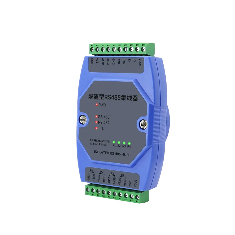 Industrial Grade 2/4/8 RS485 Hub Optoelectronic Isolation Distributor Bus Extension 485 Repeater
