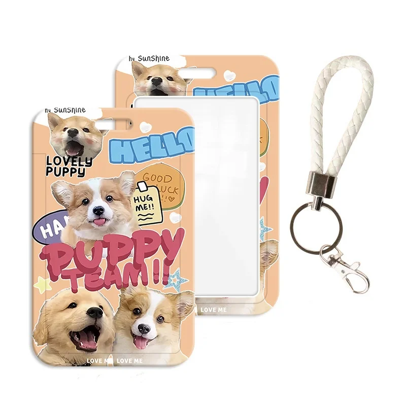 Schattige Puppy Kat Kpop Idol Photocard Houder Met Lanyard Kawaii Chic Hond Kitten Fotokaart Hoesje Student Id Bus Kaarthouder