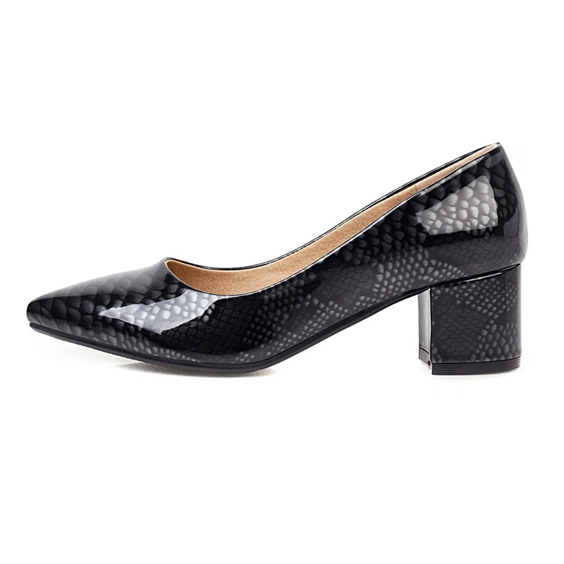 Elegant Medium Heels Shoes Woman Pumps Fashion Snake Leather Casual Spring Autumn Heeled Office Party Shoes Ladies Large Size