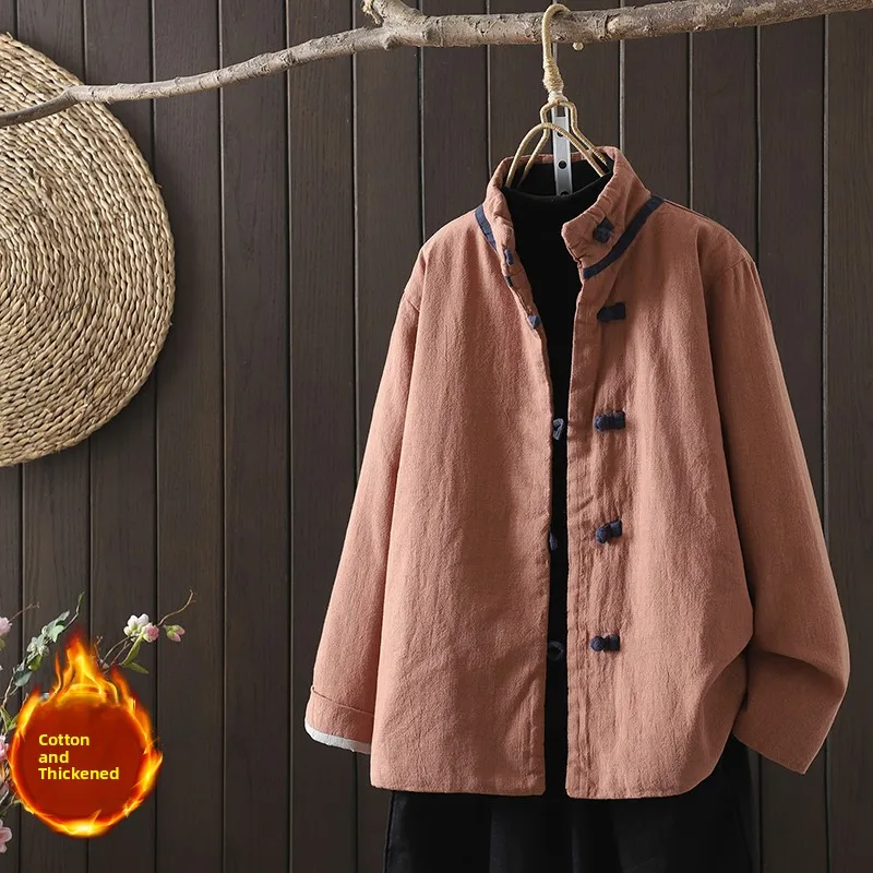 

Женское зимнее пальто Thiened Cotton Jaet в стиле ретро, однотонная верхняя одежда с хлопковой подкладкой, корейское пальто