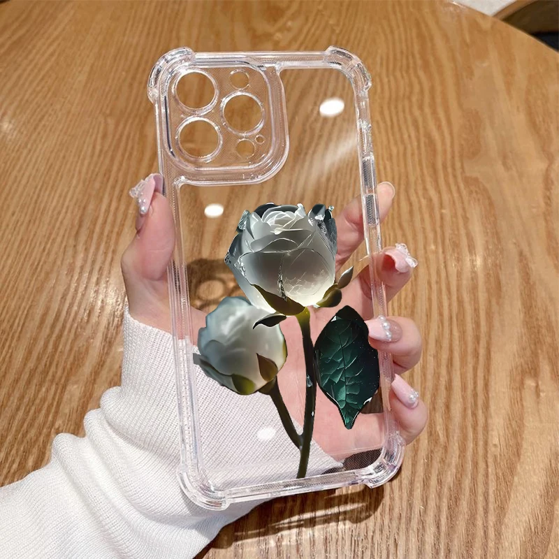 G60 Different Flowers Transparent Phone Case For Motorola Moto G60 G34 G60S G40F G72 G24Power G42 G62 G53 G84 G34 G54 G41 Cover view 3