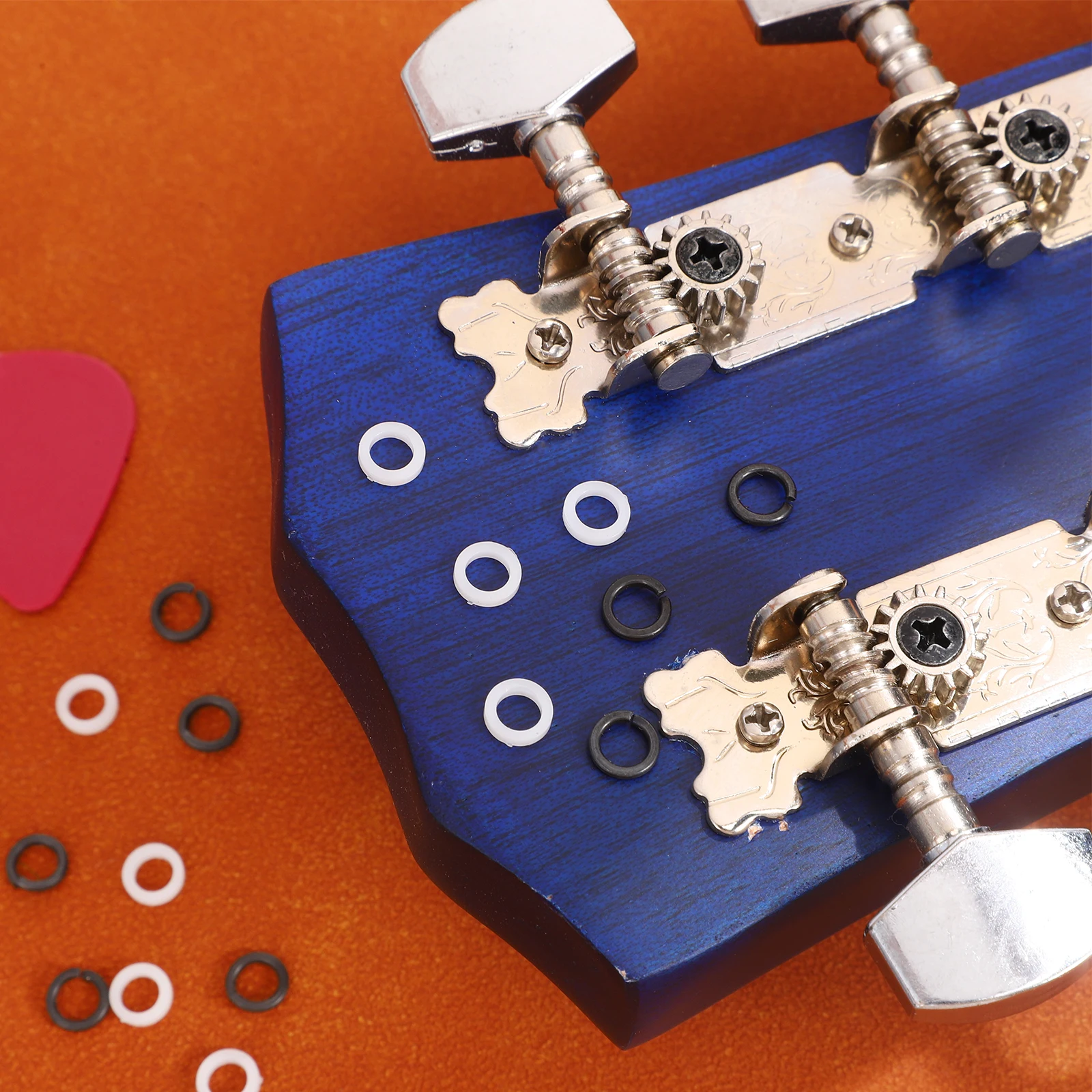 ปะเก็นจูนเนอร์เครื่องปรับโทนเสียงกีตาร์ปะเก็นจูนเนอร์พลาสติกอุปกรณ์เสริมสำหรับกีตาร์จูนเนอร์โลหะเครื่องจูนกีต้าร์