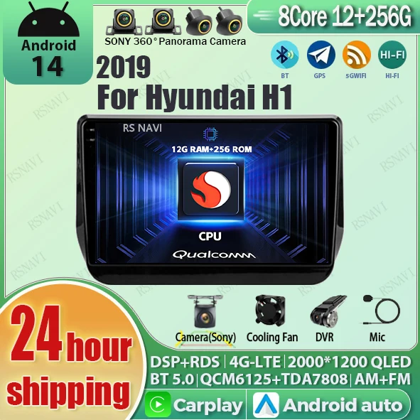 

Android 14 Carplay Auto Screen Car Radio Multimedia Player For Hyundai H1 Grand Starex i800 TQ 2007-2015 Stereo 2din Head Unit