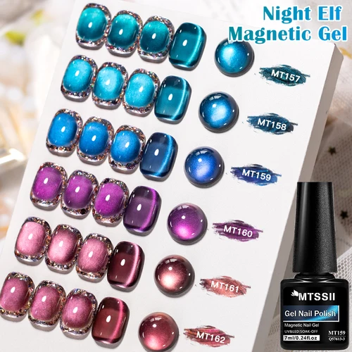Imagen 2 del producto Esmalte de Gel magnético Night Elf Cat, efecto de cuentas de vidrio azul y rojo, barniz de Gel UV semipermanente para remojar, manicura, arte de uñas DIY