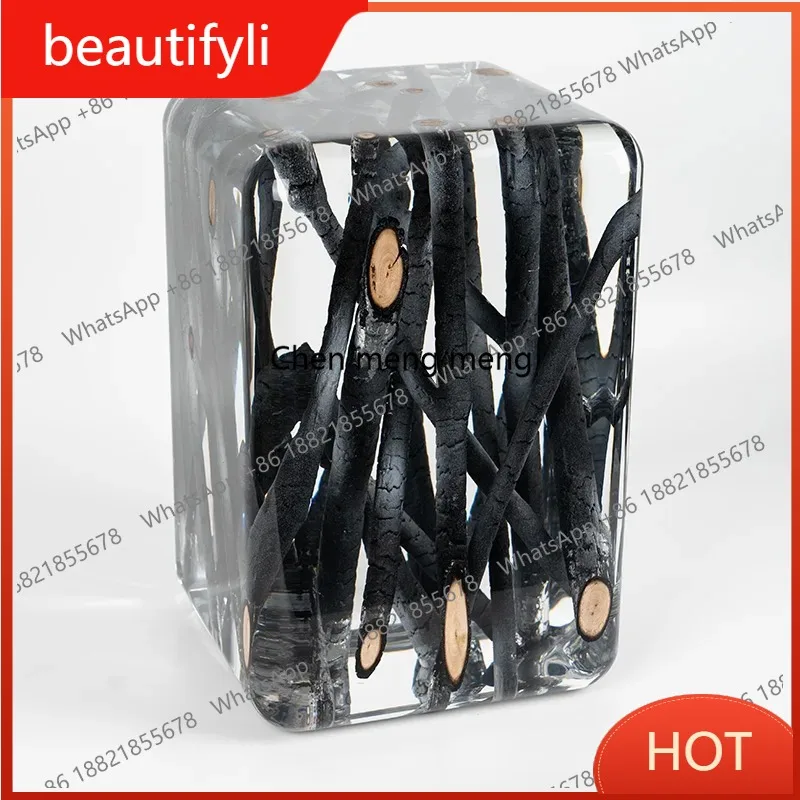 D80 Modern living room Acrylic platinum crystal transparent pier non-epoxy resin crystal stool premium tea stool corner furnitur