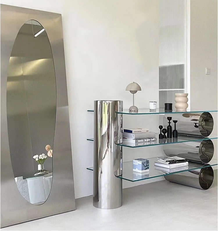 

Clothing store online celebrity Liushuitai table display buyer decorative shoes and bags shelves in the island frame stainless s