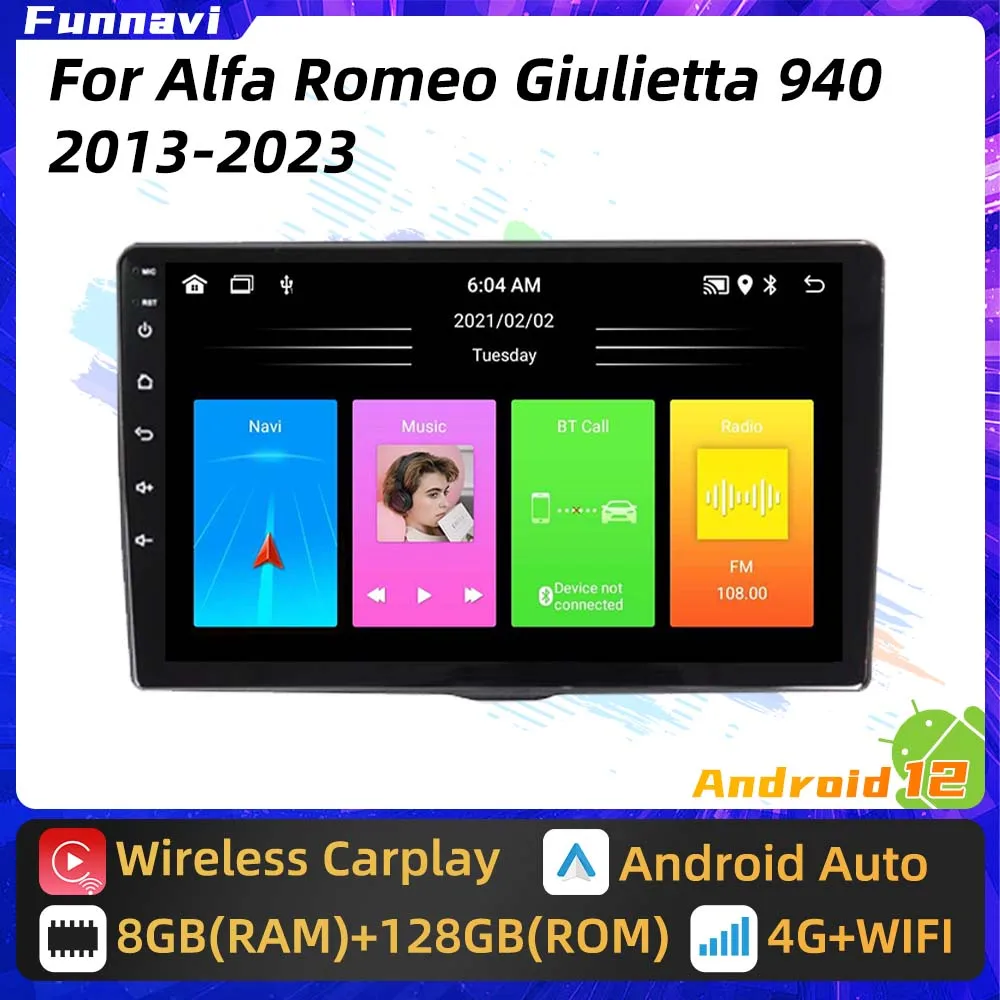 Android Car Radio for Alfa Romeo Giulietta 940 2013 - 2023 2 Din Multimedia GPS Carplay Android Auto Autoradio Stereo Head Unit