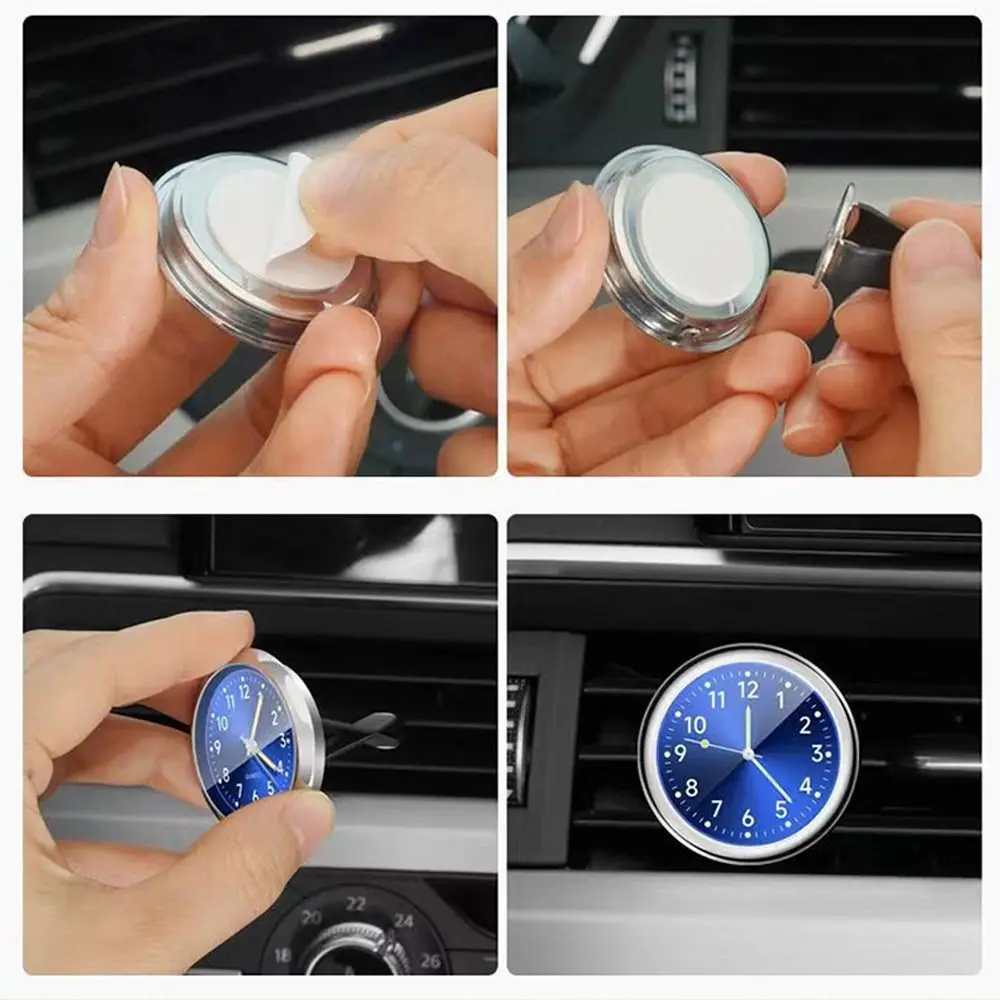 New 40mm Car Clock Mental Dashboard Quartz Clock with Clip Double Side Tape Electronic Watch Bicycle