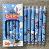 6PCS Stitch Cartoon Cute Decompression Quick-Drying Press Pen Ins Neutral Black Pen ST0.5mm Brush Pen