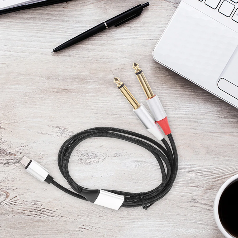 

Type-C to Dual 6.35mm Audio Cable 1M for Smartphone Tablet Laptop Amplifier Speaker Mixer USB C Audio Converter Splitter Adapter