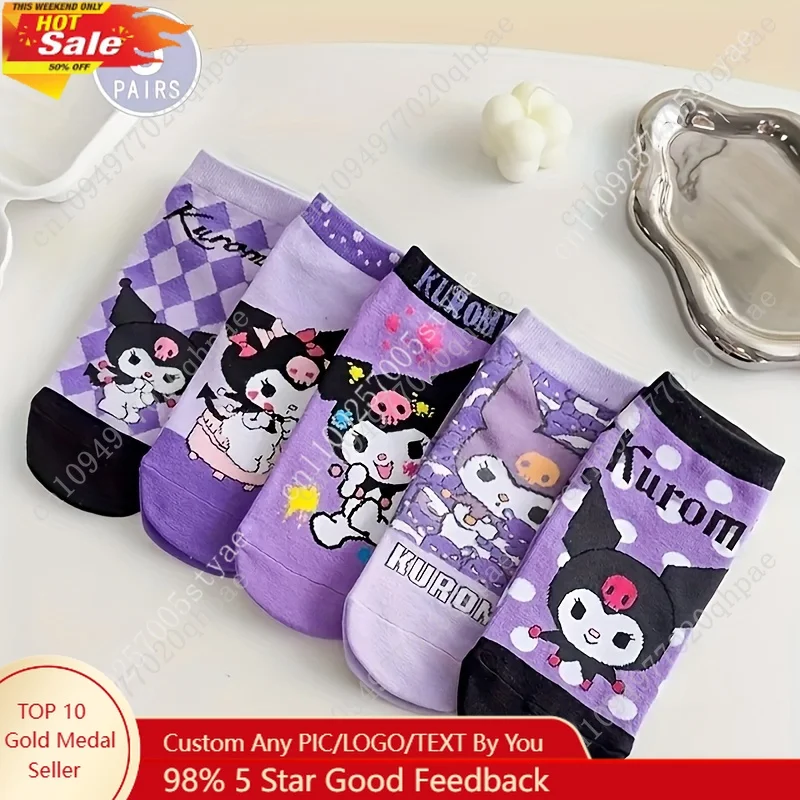

5 Pairs of Sanrio Kuromi My Melody Cartoon Women's Socks