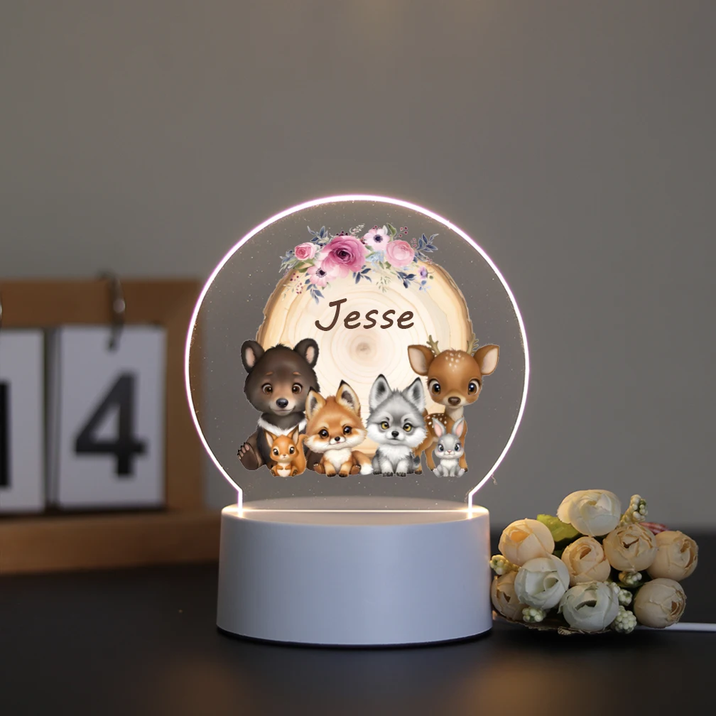 1pc Personalize Custom Forest Animals Fashion Creative Table Bedside Lamp For Bedroom Light Christmas Gifts For Bedroom