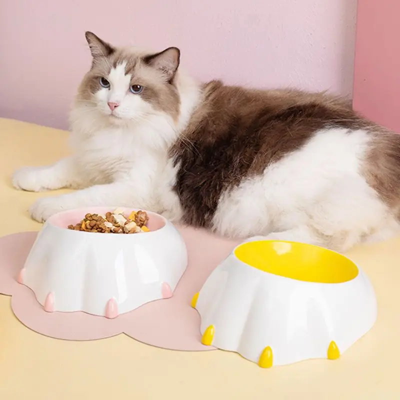 Cat Bowl, Ceramic Oblique Mouth, Dog Food Bowl, Protection of Cervical Spine, Anti-knock,big Face Cat Special Snack Plate