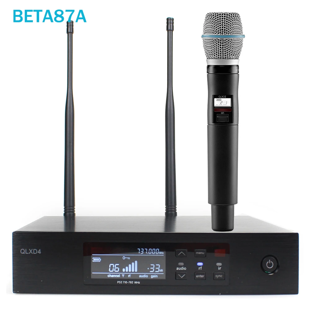 QLXD4 Professional Digital Wireless Microphone System  BETA58A/BETA87A Mic For Performance Stage Hand Microphone