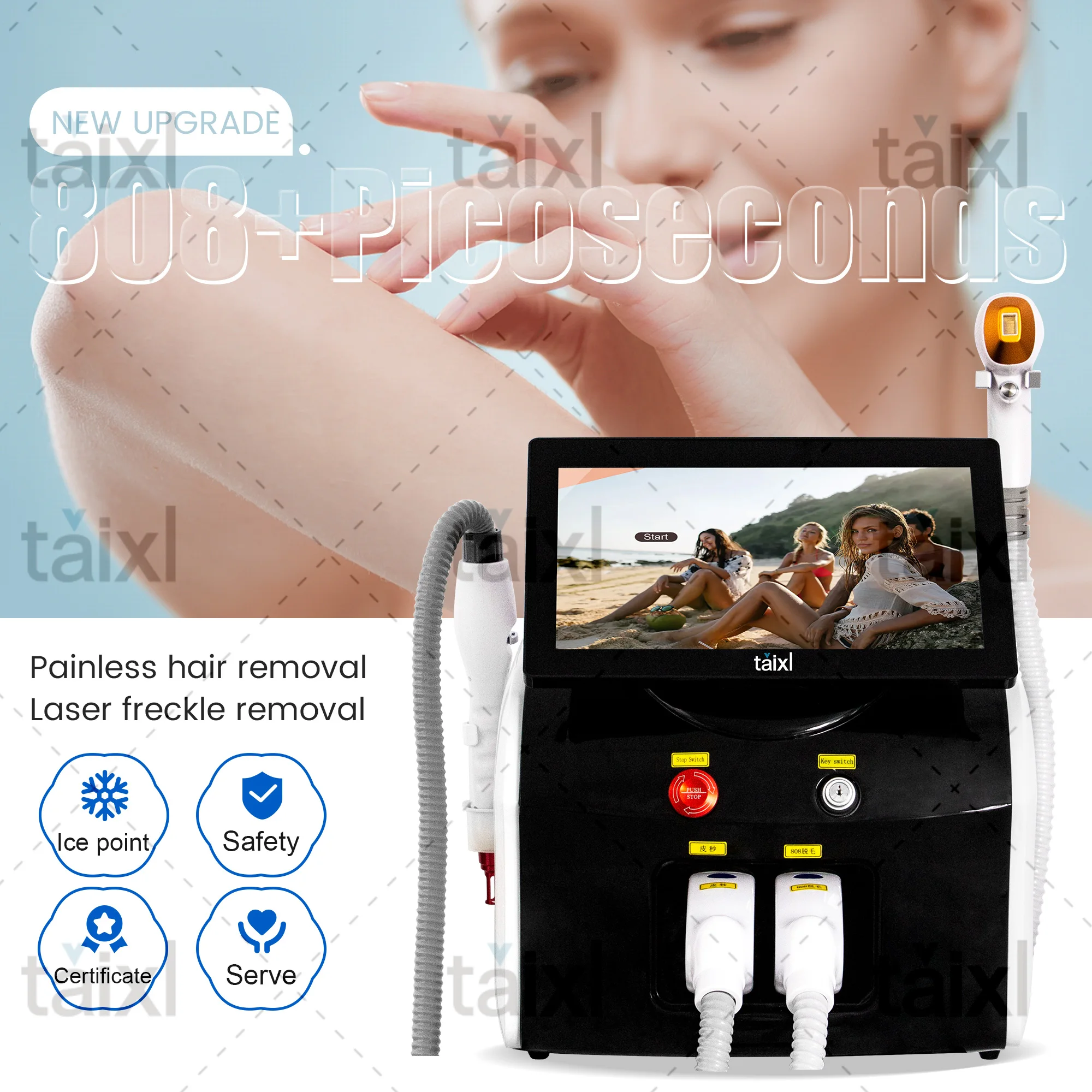 

Diode Laser Hair Removal Machine 3 Wavelength 755nm 808nm 1064nm 3500W Painless Permanent Hair Removal CE