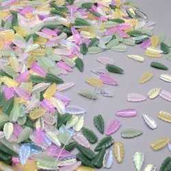 30/60Pcs A Bag 11X22mm Glass Beads Leafs Leaves Transparent Green Loose Spacer Beads Charms Pendants Czech Glass DIY