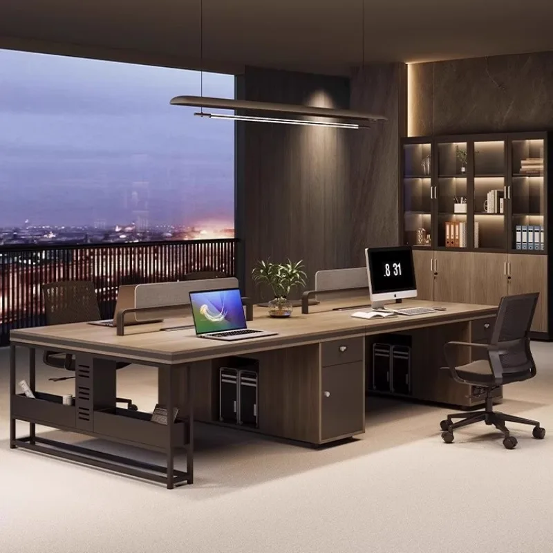 Staff office desk and chair combination simple modern 4 people 6 people office staff table financial screen card seat table and