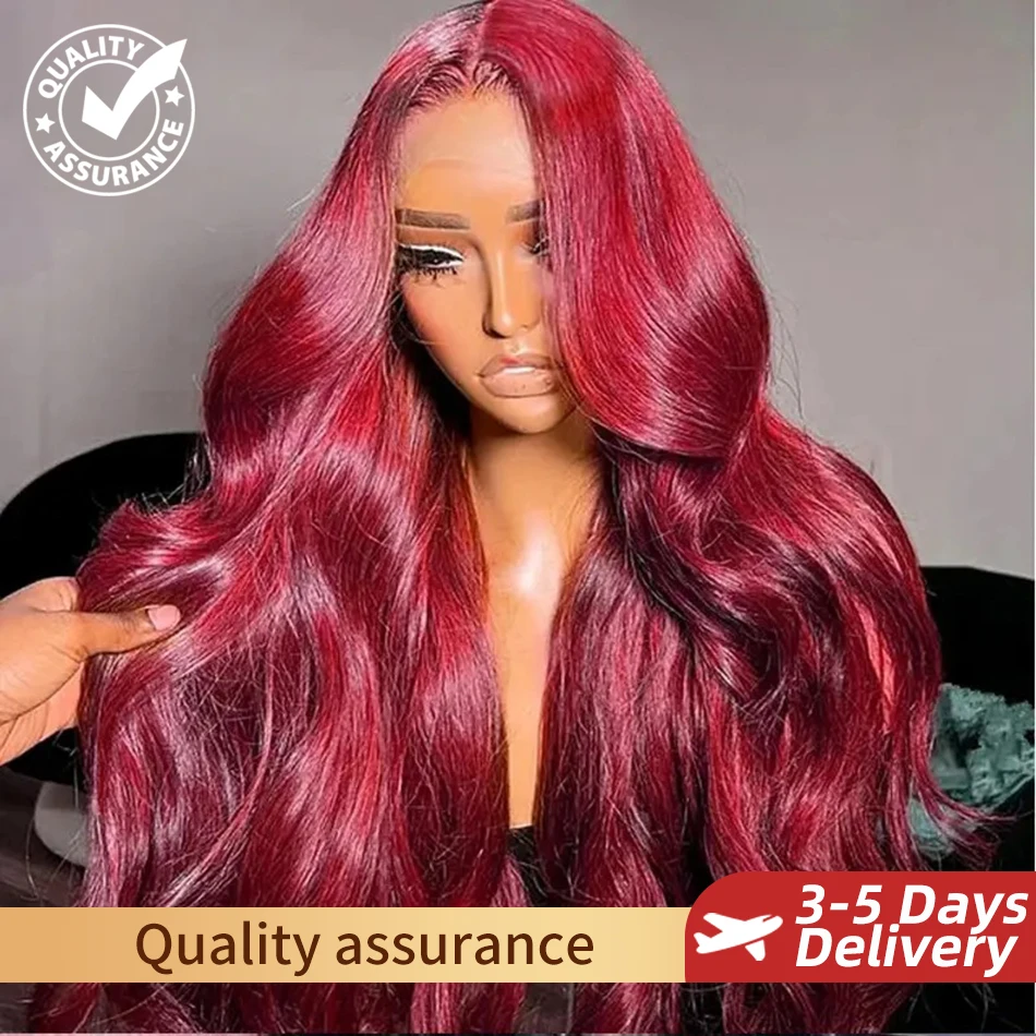 10A 13x6 Lace 99J Red Burgundy Colored HD Lace Front Wig Human Hair Wigs Raw Indian Body Wave Human Hair Wigs Lace Frontal Wigs