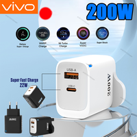 VIVO 200W Fast Charging Head Multi-port EU/US/UK Plug Qc3.0pd USB Type C Mobile Phone Charger Head For Iphone Huawei Samsung