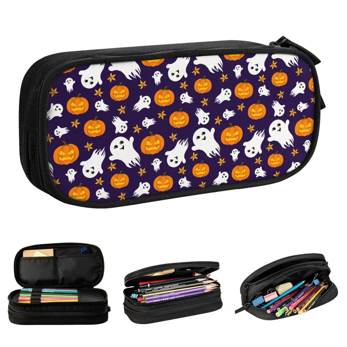 Halloween Angry Pumpkin Ghosts Pencil Case Creative Pen Box Pencil Bags for Student Big Students School Gifts Pencilcases