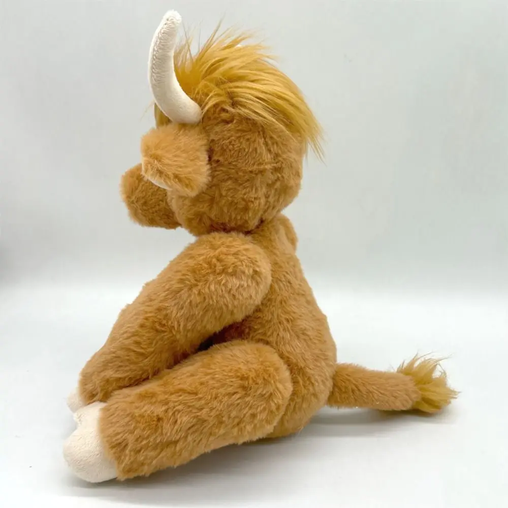 

Simulation Highland Cow Plush Toy 25cm Joints Movable Movable PP Cotton Doll Fluffy Texture Realistic Design Long Hair Yak Toy