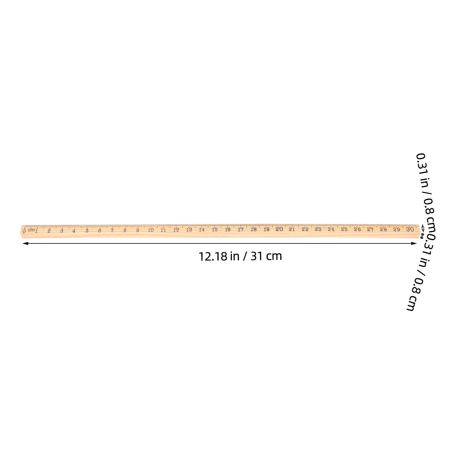 15pcs 30Cm Wooden Ruler Wood Straight Rulers Single Sided Scale Measuring Drafting Tool For School Office Home Study Woodworking