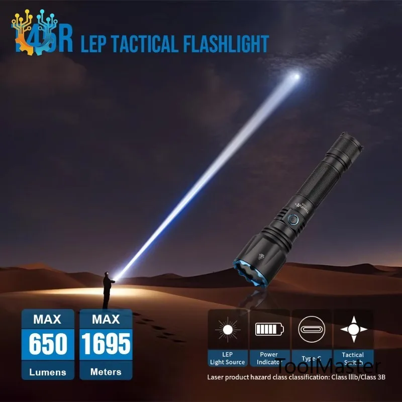 

【2026】T45R Rechargeable Tactical Flashlight With LEP Long Range Torch Light, Powerful LED Flashlight For Hunting & Securi