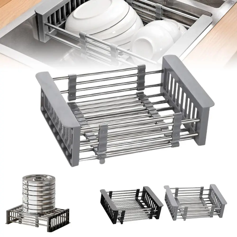 

Gifts Extend Kitchen Sink Drain Basket Portable Stainless Steel Sink Rack Multi-functional Extender Basket for Vegetables