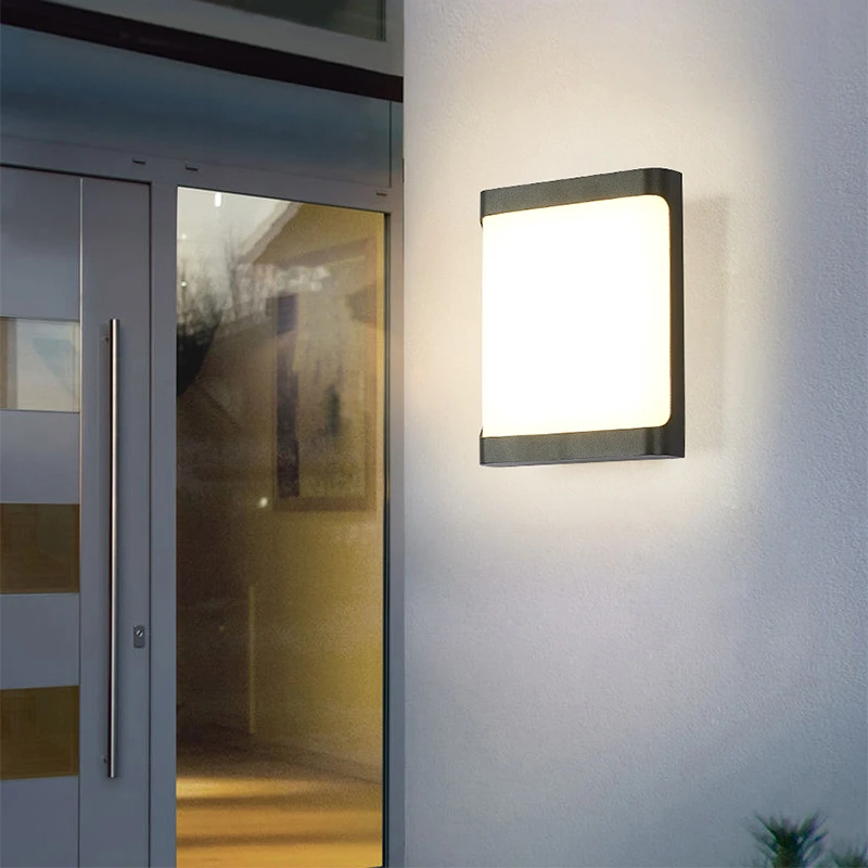 Luces LED cuadradas para exteriores IP65, lámpara impermeable montada en la pared, accesorio de luz para jardín, balcón, decoración del hogar, candelabro AC220V