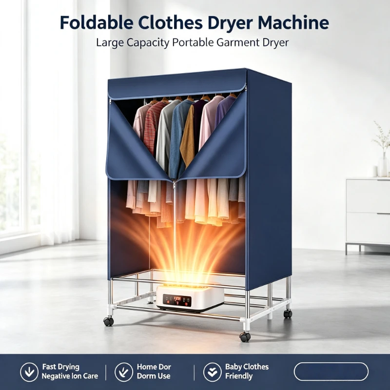 Foldable Clothes Dryer Machine Large Capacity Portable Mini Garment Dryer with Negative Ion Fast Drying for Home Dorm Baby Use