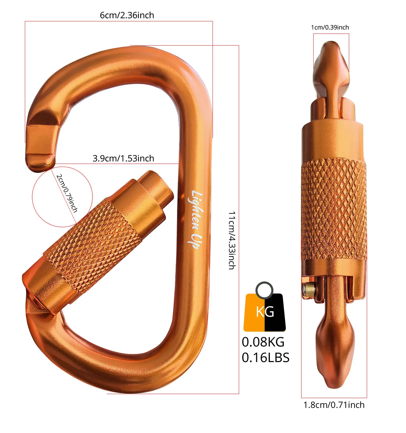 25KN Mountaineering Caving Rock Climbing Carabiner D Shaped Safety Master Screw Lock Buckle Escalade Equipement