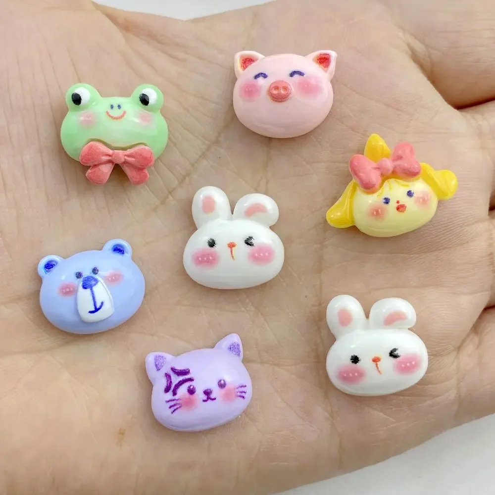 12Pcs New Cute Resin Small Frog, Rabbit, Cat, Bear, Pig Flat Back Ornament Jewelry Making Manicure Hairwear Accessories