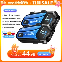 Fodsports M1-S Plus Music Share Motorcycle Helmet Intercom for 10 Riders Wireless Bluetooth Intercomunicador Speakers Intercoms