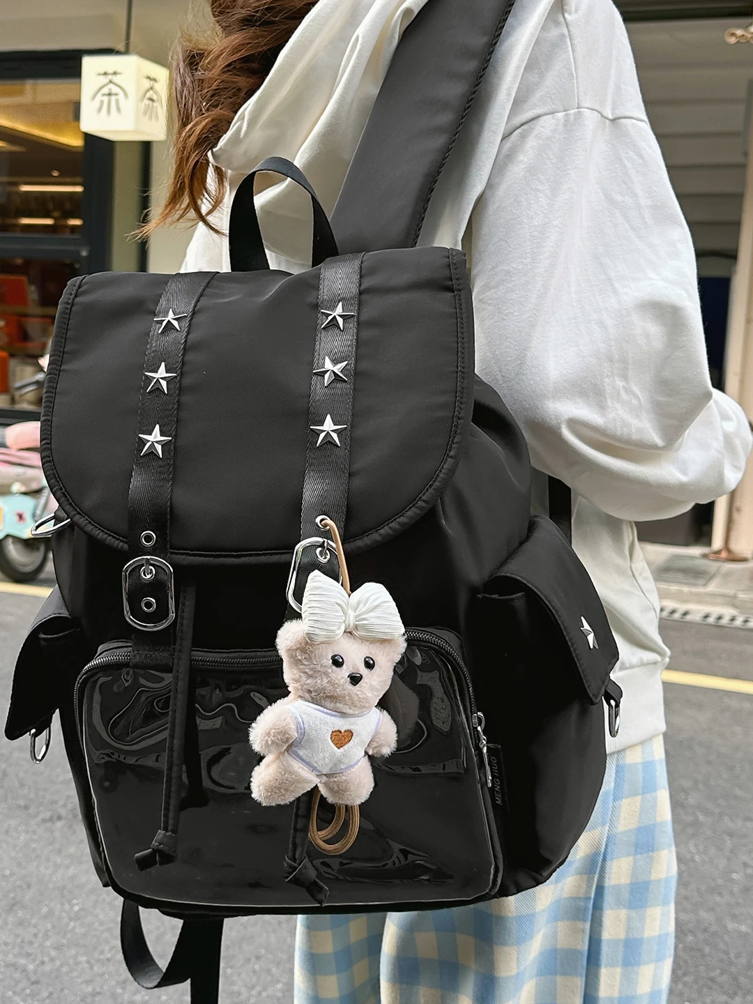 حقيبة كروس أصلية يومية على طراز الكلية بكتف مزدوج حقيبة كروس شفافة في الحرم الجامعي ذات سعة كبيرة حقيبة نسائية #3